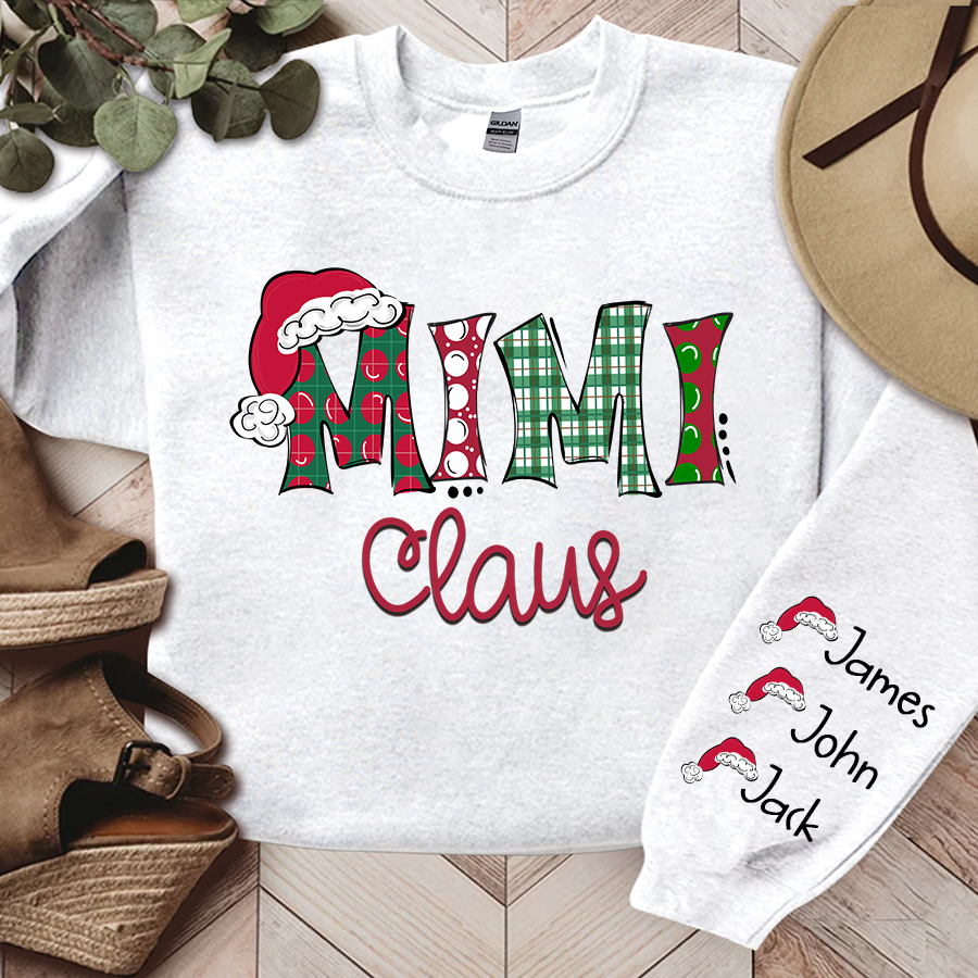 Mimi, Grandma Claus Christmas and Grandkids Sweatshirt