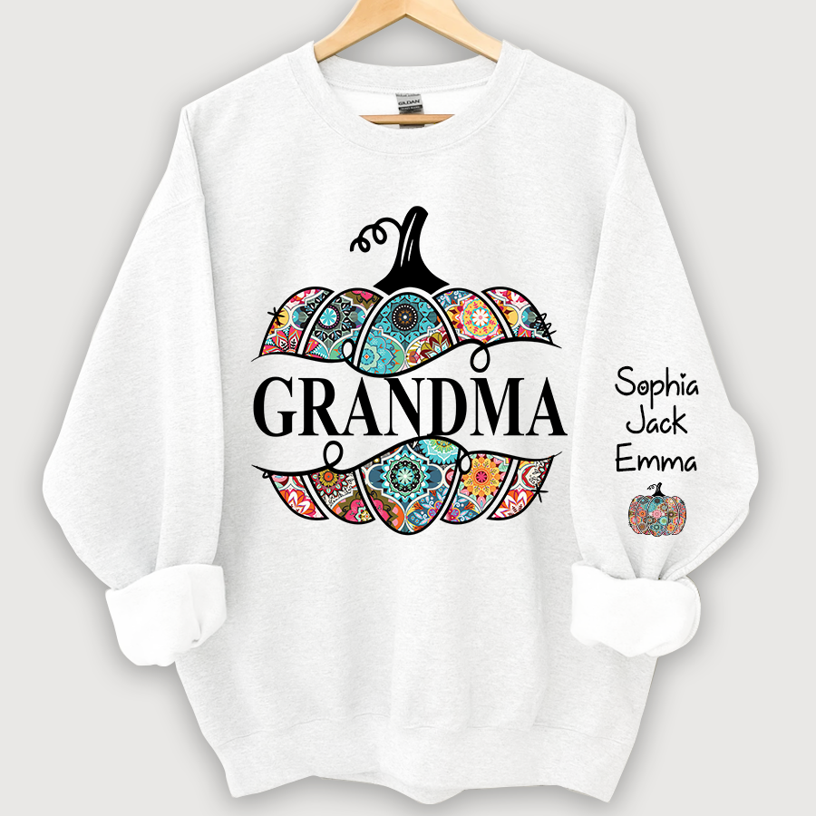 Personalized Cut Pumpkin With Grandkid Trend autumn Sweatshirt