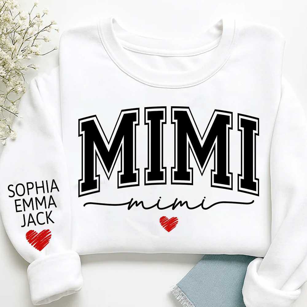 Personalized Mimi Sweatshirt with Grandkids’ Names, Gift for Grandma Birthday Christmas Sweatshirt