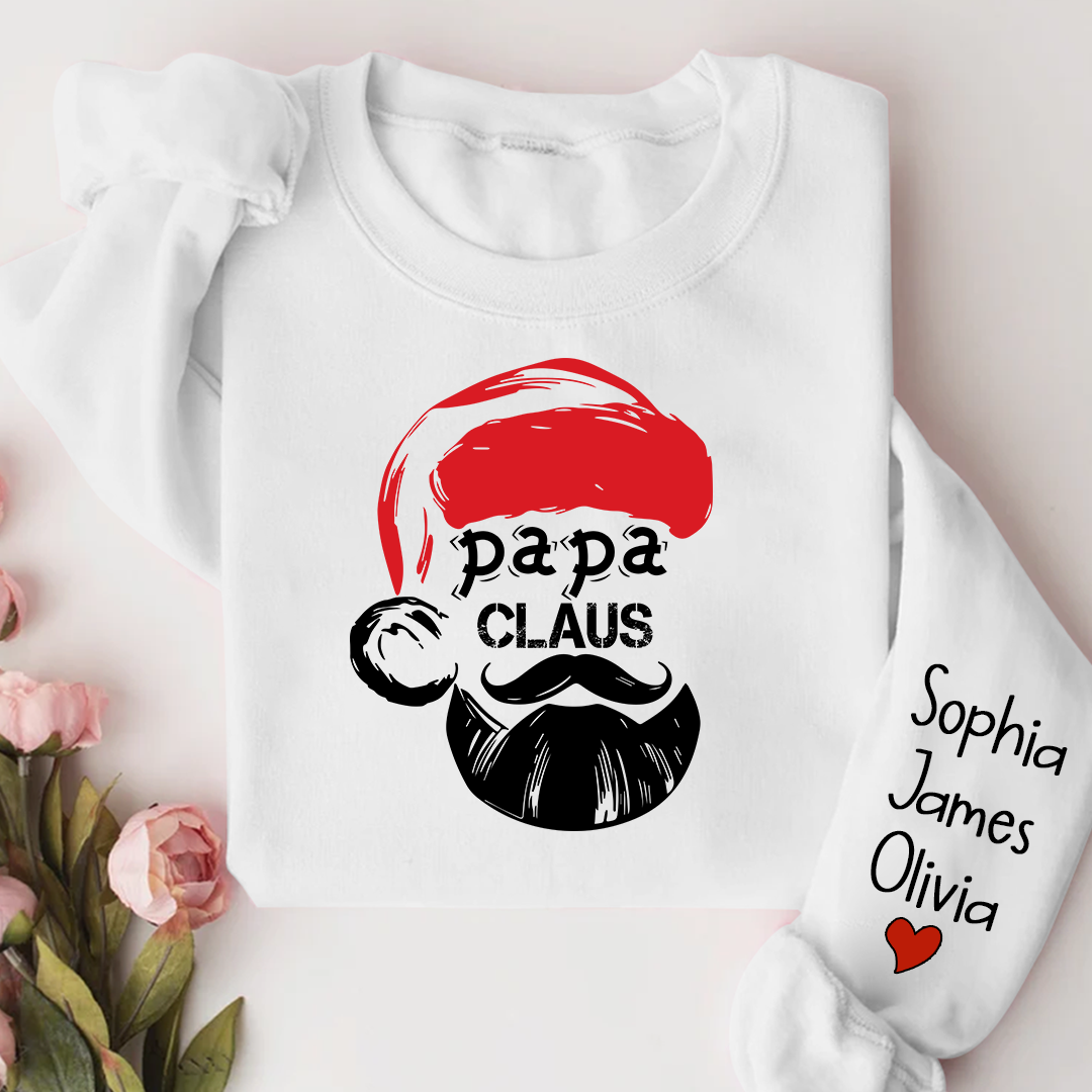 Merry Christmas Papa Claus, Dad Claus Gift Custom Name Kids Sweatshirt