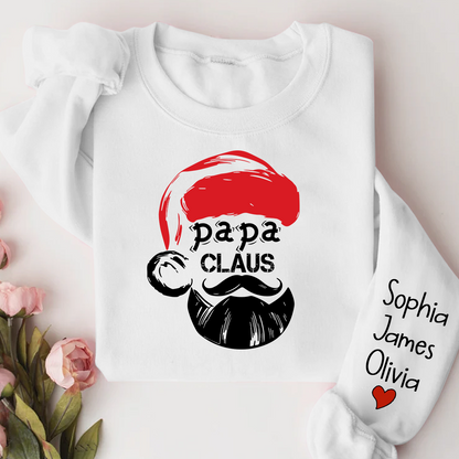 Merry Christmas Papa Claus, Dad Claus Gift Custom Name Kids Sweatshirt