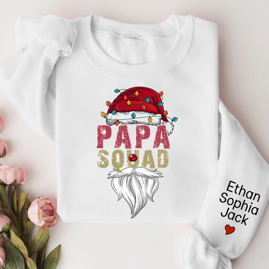 Papa Squad Christmas 2023 Gift Custom Name Kids Sweatshirt