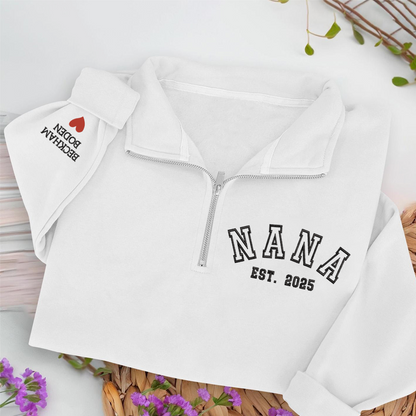 Custom Embroidered Nana est Sweatshirt And Grandkids Quarter Zip Sweater