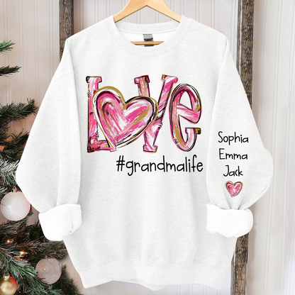 Love grandmalife pink color Christmas And Grandkids Sweatshirt