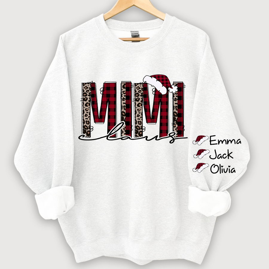 Personalized Mimi Claus Christmas And Grandkids Sweatshirt