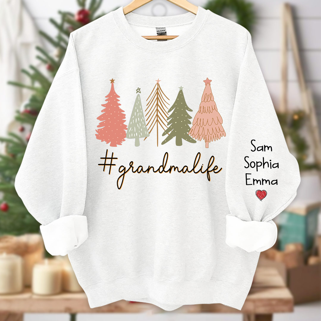 Christmas Tree Custom Grandmalife And Kids Merry Christmas, Grandma Gift Sweatshirt