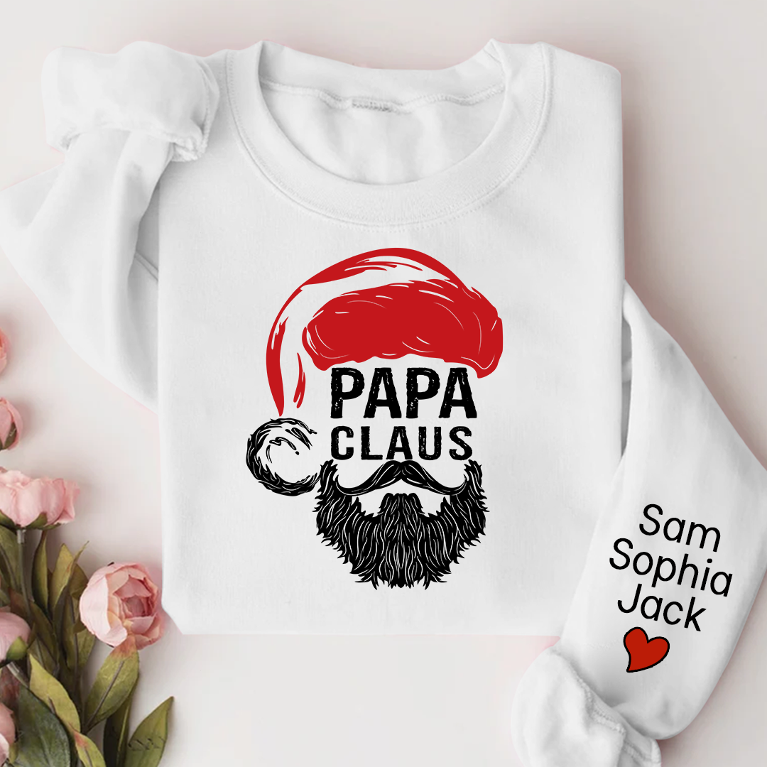 Christmas Papa Claus 2023 Gift Custom Name Kids Sweatshirt