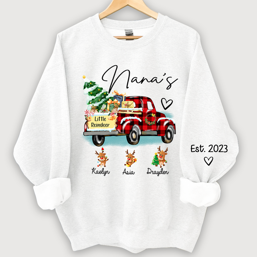 Nana's little reindeer Christmas And Grandkids Sweatshirt
