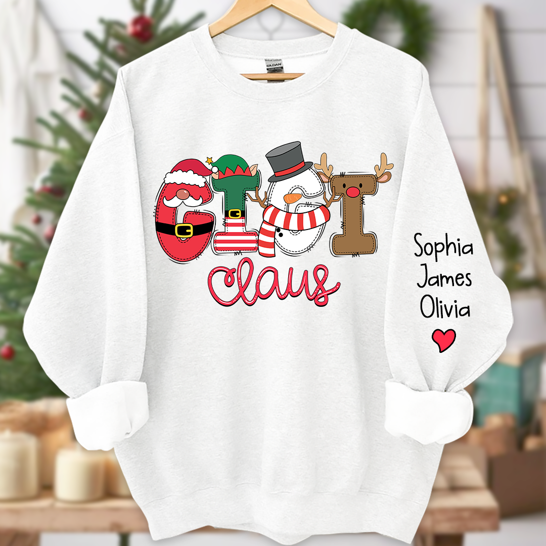 Gigi Claus Merry Christmas Grandma Claus, Nana Claus and Grandkids Sweatshirt