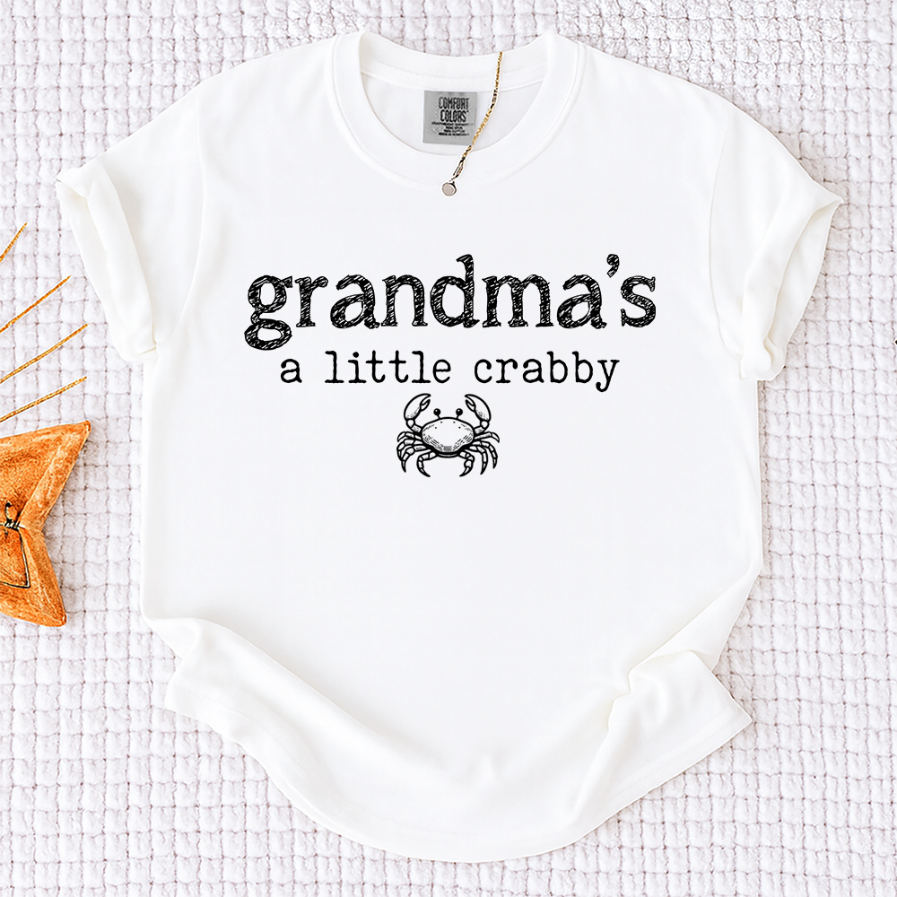 Comfort Colors® Grandma's A Little Crabby Shirt, Funny Grandma Beach Shirt, Coastal Summer Shirt for Women, Crab Lover Gift for Grandma, Vacation Shirt