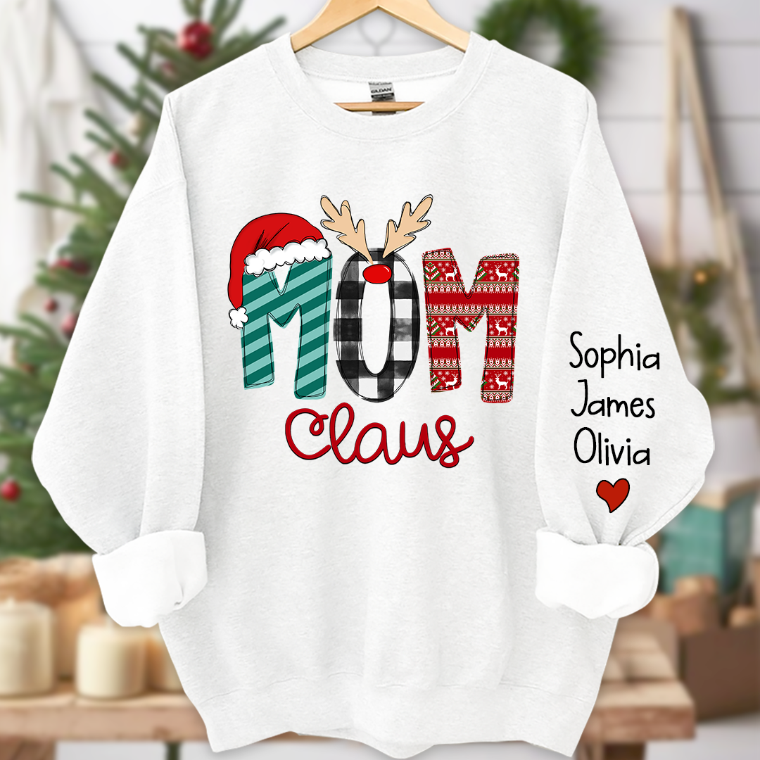 Merry Christmas  Mom Claus Sweatshirt, Custom Mom , Mama and Kids Sweatshirt