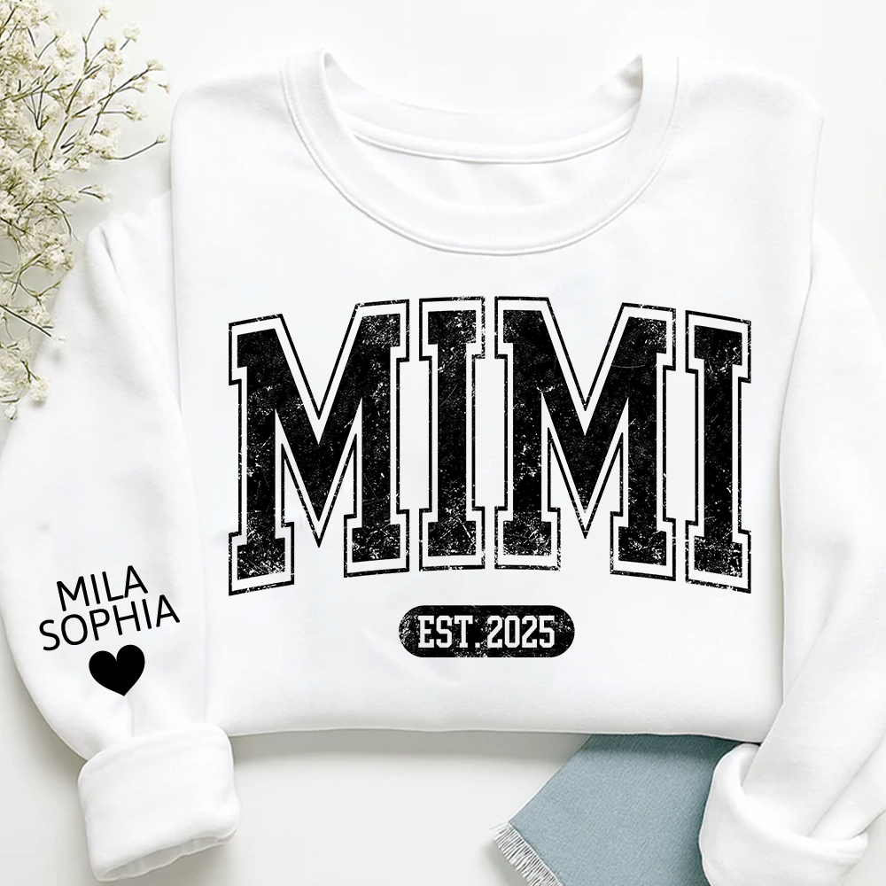 Mimi est with Grandkids’ Names, Custom Gift for Grandma Sweatshirt