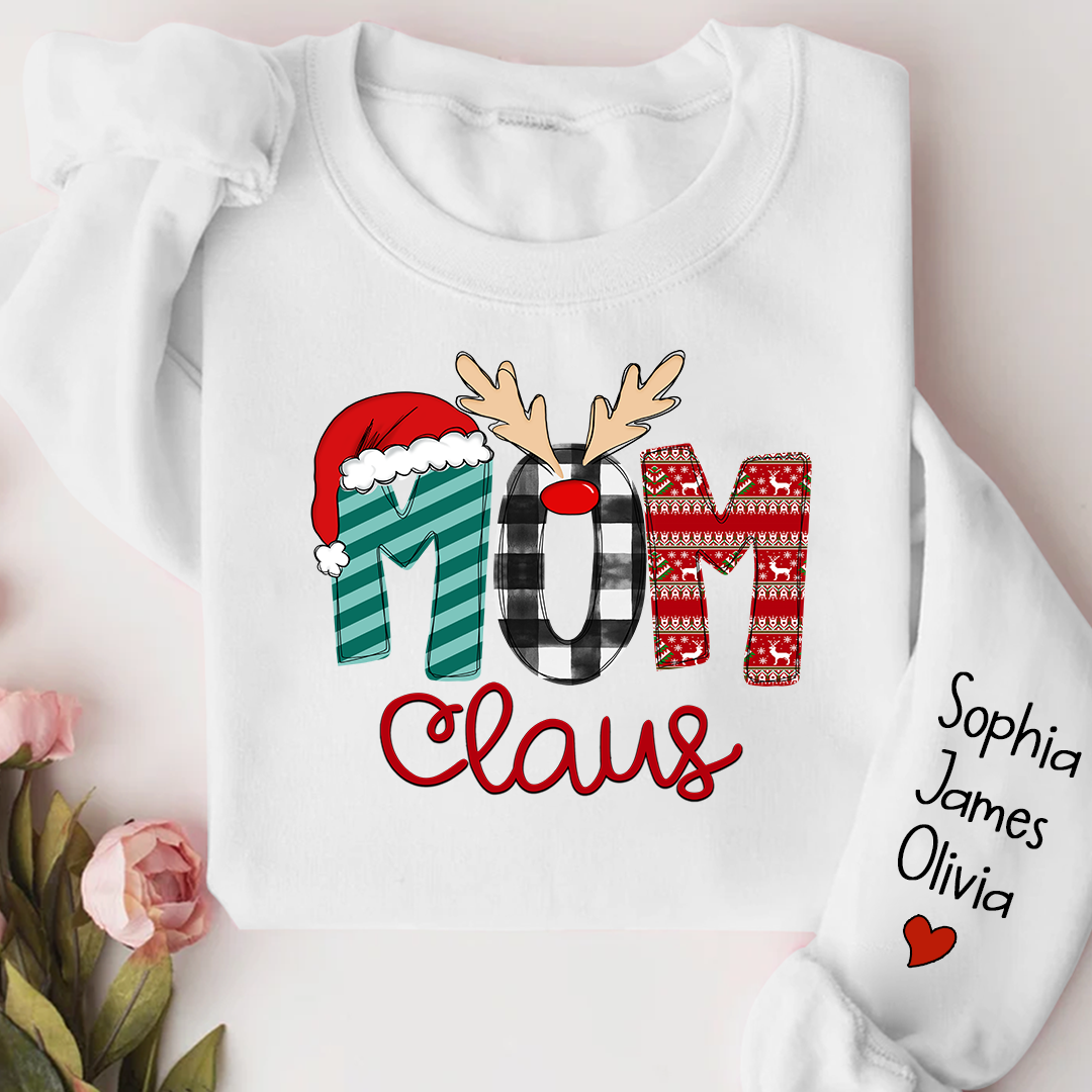 Merry Christmas 2023 Mom Claus Sweatshirt, Custom Mom , Mama and Kids Sweatshirt