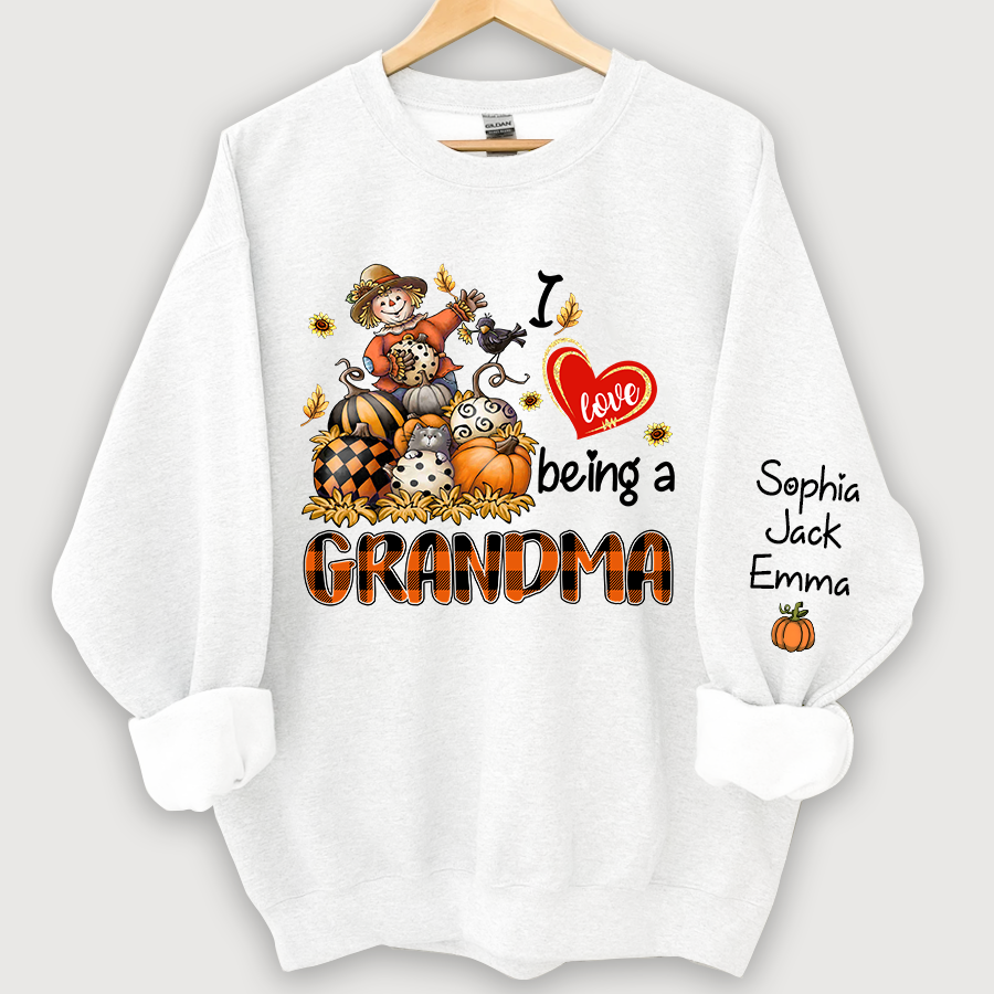 I Love Being A Grandma Pumpkin And Grandkids Autumn Sweatshirt