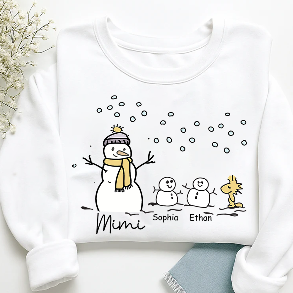 Personalized Mimi Snowman Sweatshirt with Grandkids – Christmas Gifts Sweatshirt