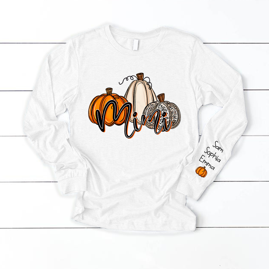 Personalized Mimi, Grandma Pumpkins Autumn Longsleeve