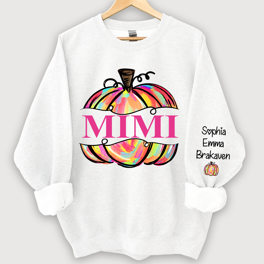 Personalized Mimi Painted Pumpkin Fall Autumn Sweatshirt