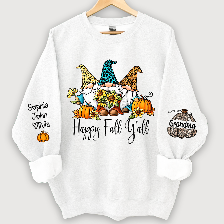 Happy Fall Y'all Grandma With Grandkids Autumn Sweatshirt