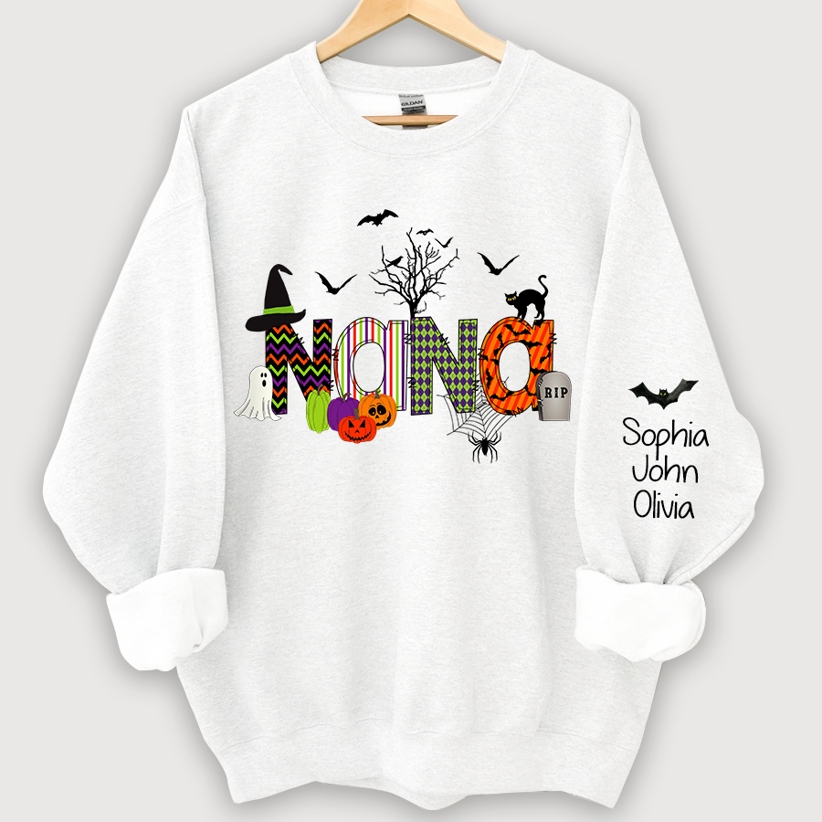 Personalized Halloween Doodle Alphabet Nana Grandma Grandkids Sweatshirt