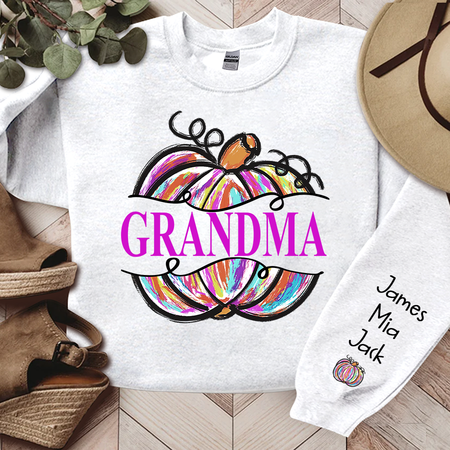 Personalized Nana Grandma Painted Pumpkin Fall Sweatshirt