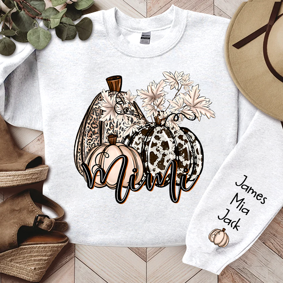 Personalized Mimi, Grandma cowhide pumpkin, Autumn Sweatshirt
