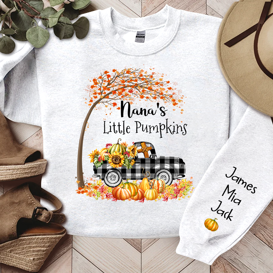 Grandma's little pumpkin fall art And Grandkids Sweatshirt