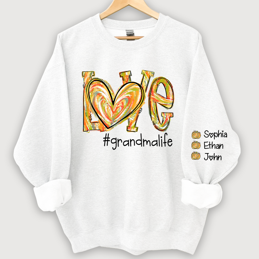 Love Grandmalife Pumpkin Color Painted And Grandkids Autumn Sweatshirt