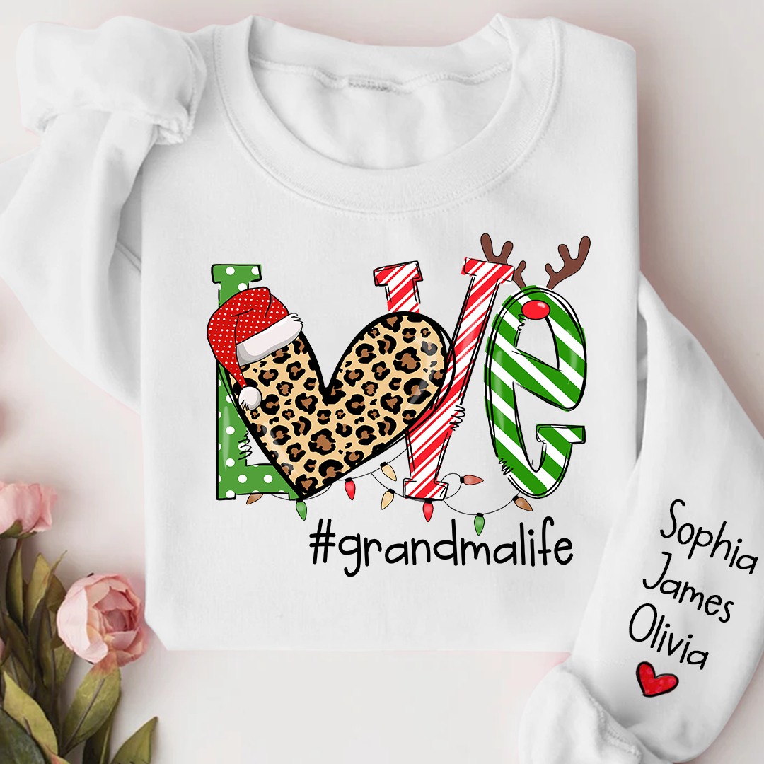 Merry Christmas Love grandmalife Sweatshirt with Grandkids Sweatshirt