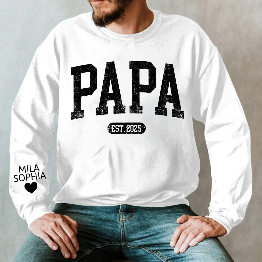 Personalized Papa Grandpa Daddy Papaw Hoodie for Men, Custom Name & Year EST. Sweatshirt, New Grandpa Gift 2026, Father’s Day Gift for Dad or Papa, Unisex Heavy Blend Pullover Hoodie