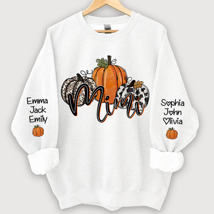 Personalized Mimi, Grandma Pumpkins Autumn And Grandkids CL01 Sweatshirt