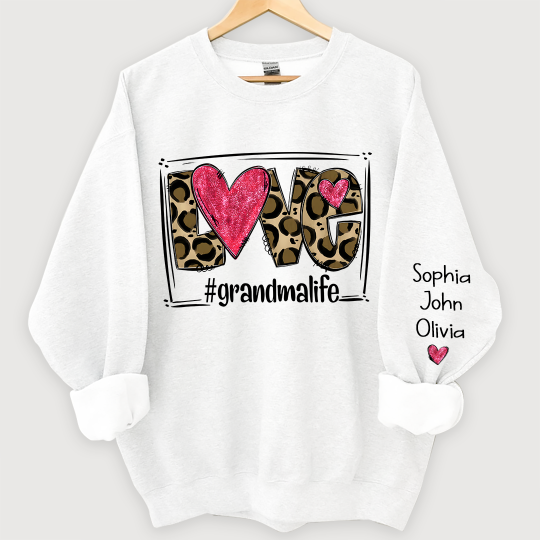 Love Grandmalife Leopard glitter And Grandkids Sweatshirt