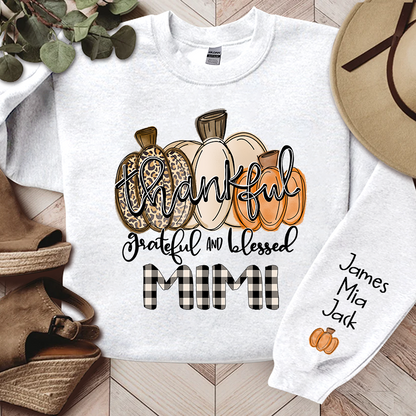 Thankful Grateful And Blessed Grandma Pumpkin Fall Sweatshirt