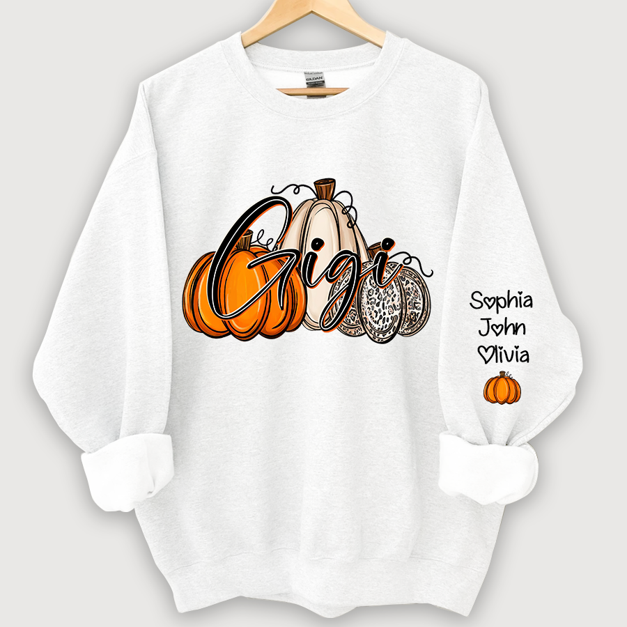 Personalized Gigi, Grandma Pumpkins Autumn And Grandkids Sweatshirt