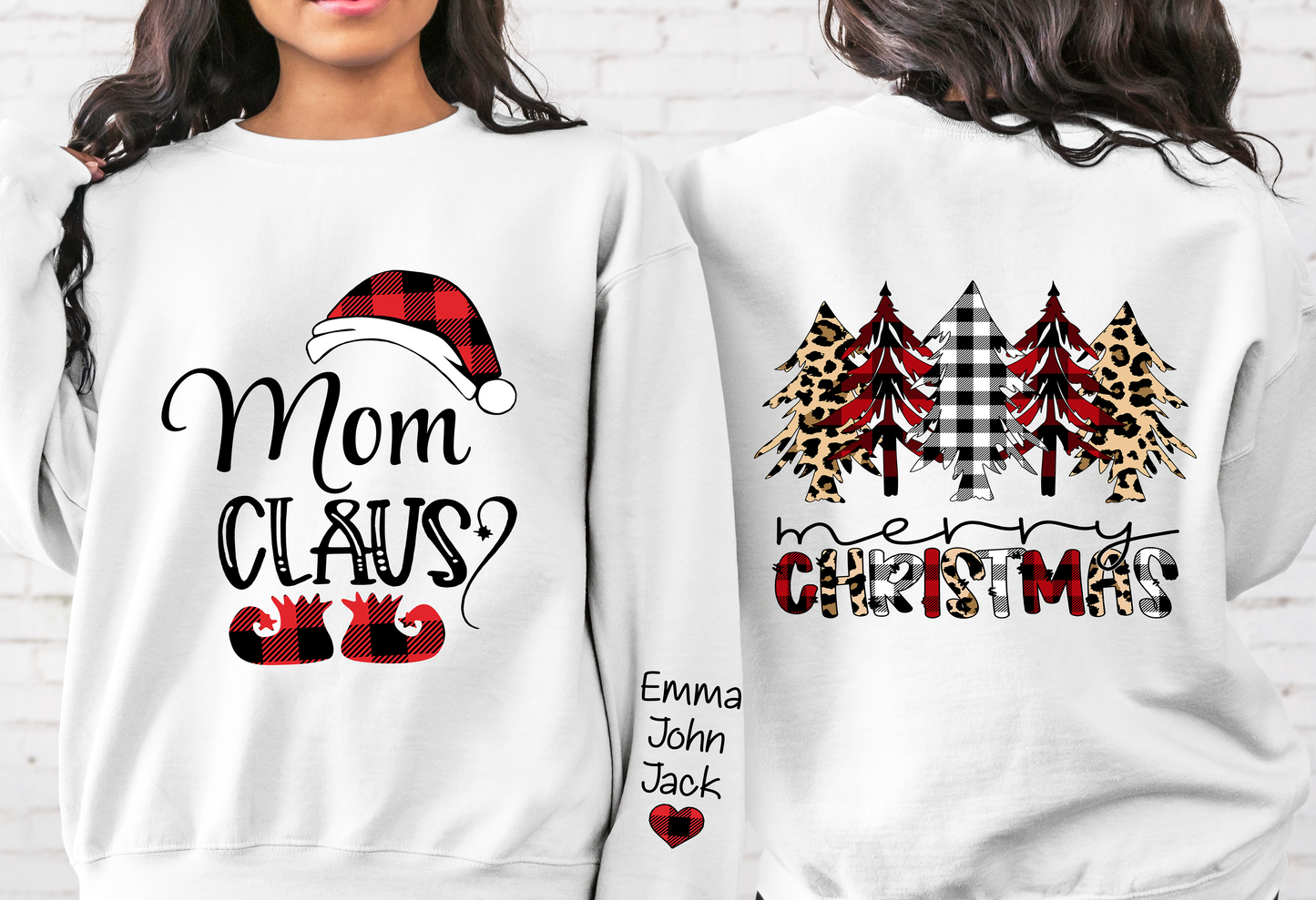 Custom Name Mom Claus Merry Christmas And Momkids Sweatshirt