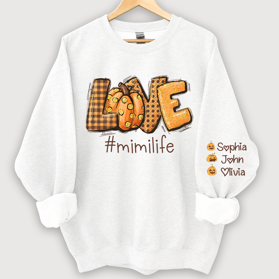Love Mimi Life Autumn Pumpkins And Grandkids Sweatshirt