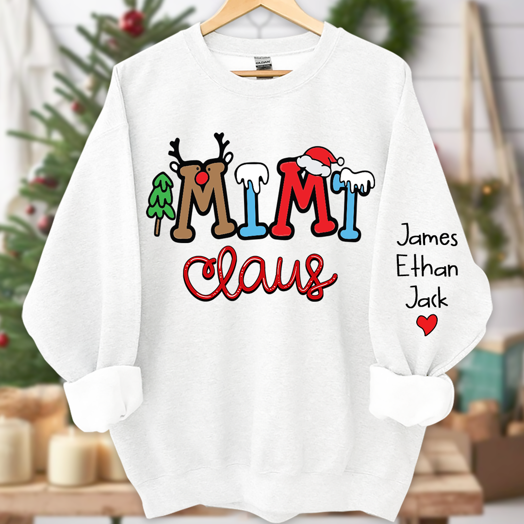 Custom Christmas Mimi Claus Sweatshirt, Merry Christmas Nana Sweatshirt, Custom Grandma Claus Christmas
