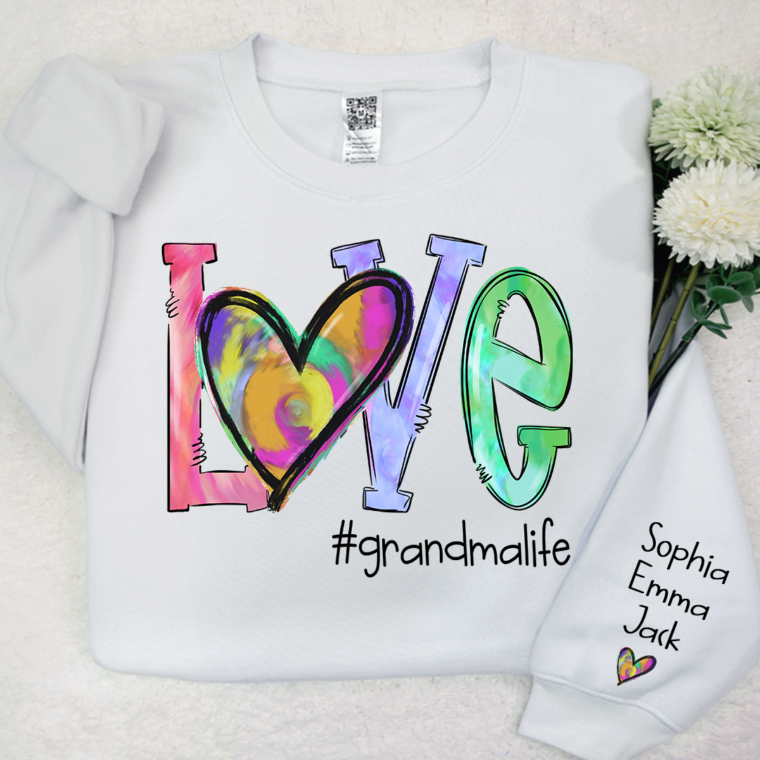 Love Grandmalife colorful heart  And Grandkids 2024 Sweatshirt