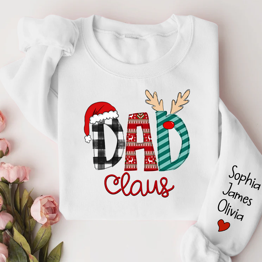 Dad Claus Merry Christmas Papa Claus Gift Custom Name Kids Sweatshirt
