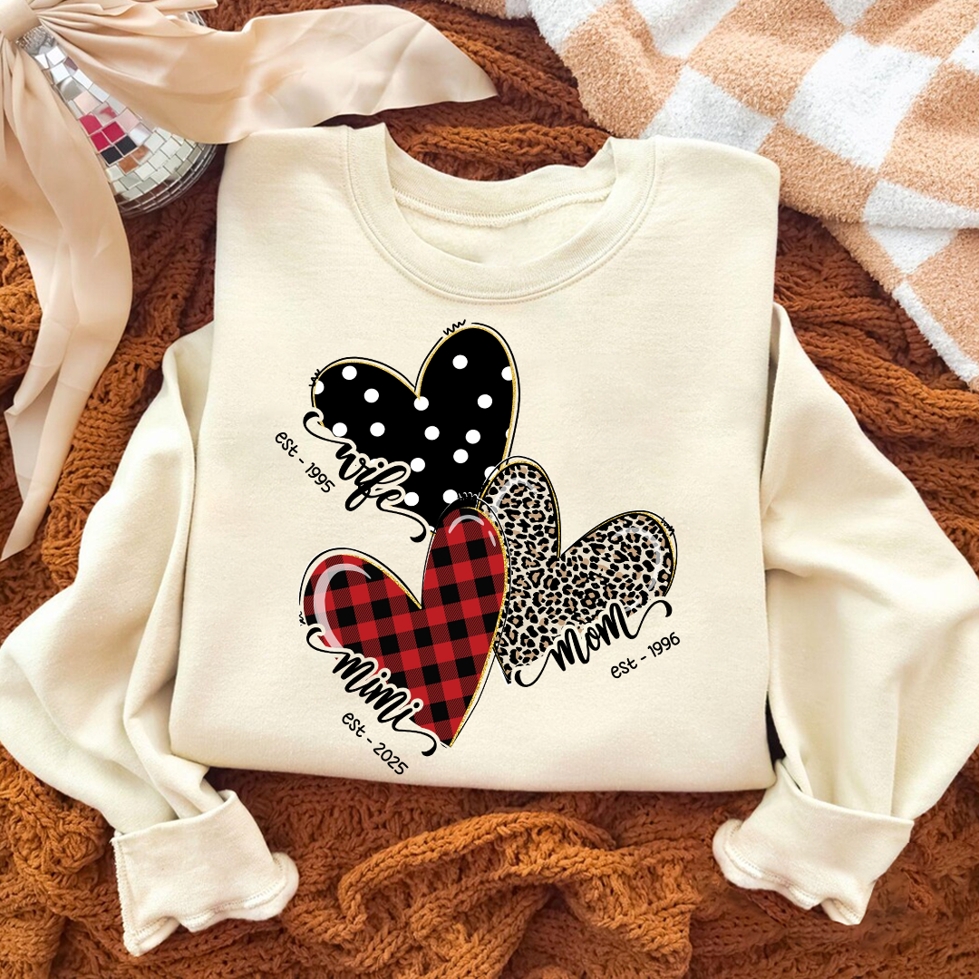 Wife Mom Nana Triple Heart Valentine