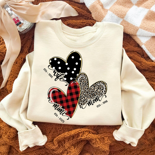 Wife Mom Nana Triple Heart Valentine