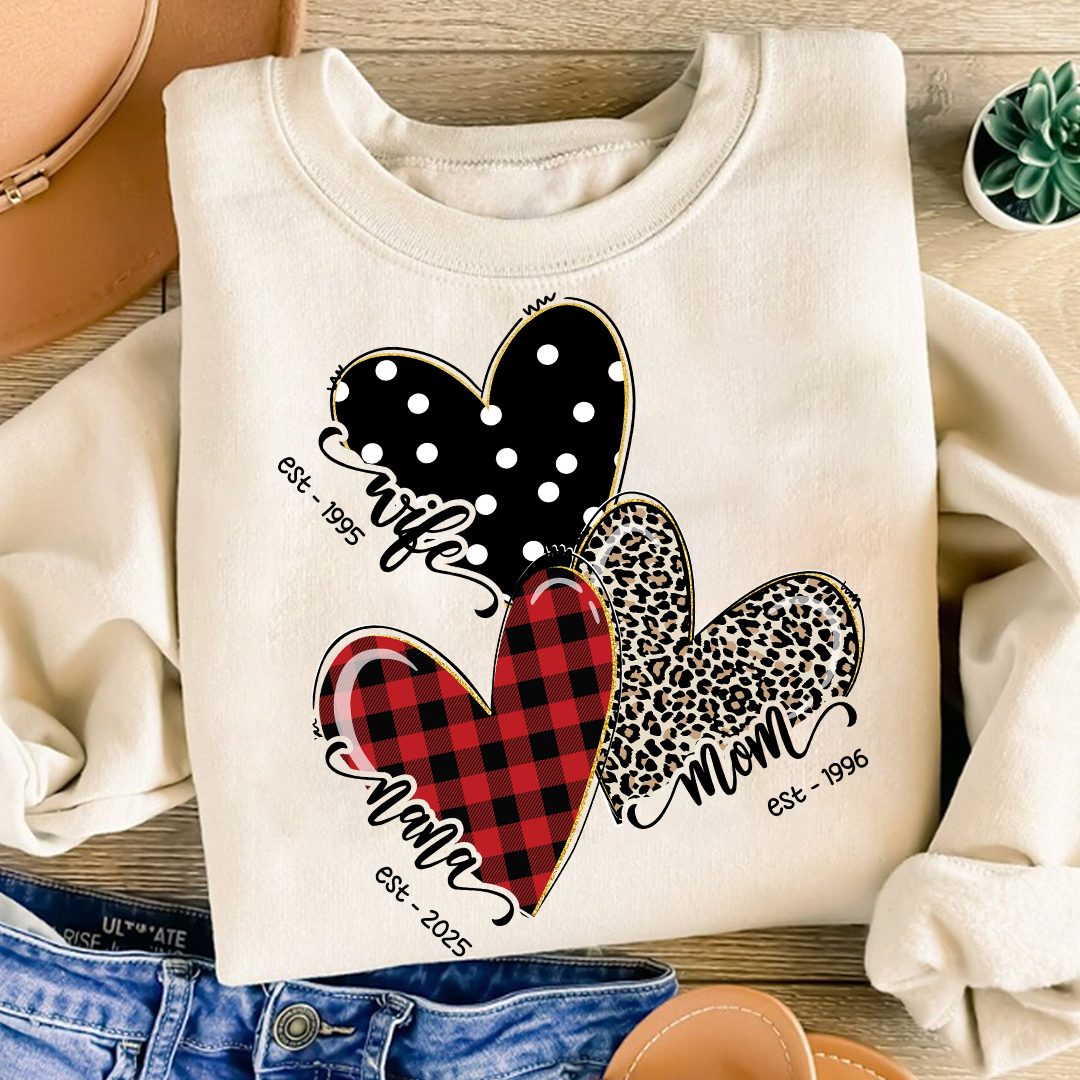 Wife Mom Nana Triple Heart Valentine