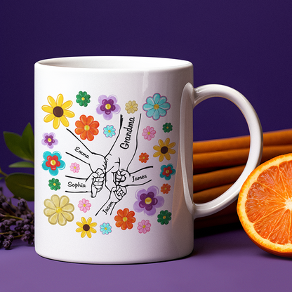 Personalized grandma hand flower 2024 Mug
