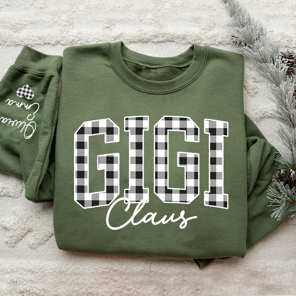 Custom Gigi Claus White Caro Christmas With Kids Sweatshirt