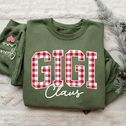 Custom Gigi Claus Red Caro Christmas With Kids Sweatshirt