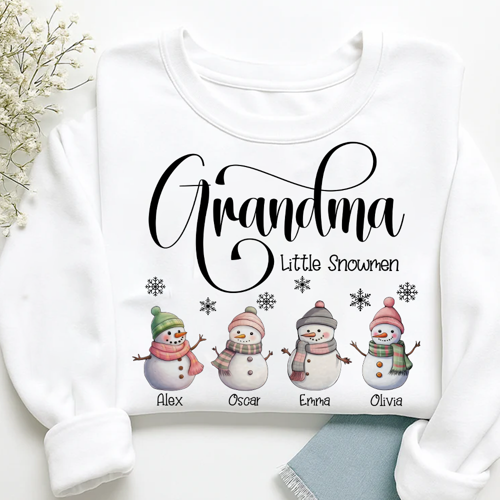 Grandma Little Snowmen And Grandkids Merry Christmas Sweatshirt