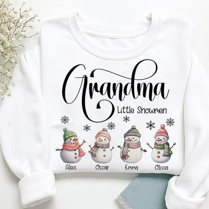 Grandma Little Snowmen And Grandkids Merry Christmas Sweatshirt