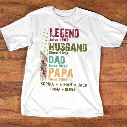 Personalized Papa Shirt with Kids Names, Legend Husband Dad Papa Since Shirt, Custom Grandpa Family T Shirt, Father's Day Gift for Papa