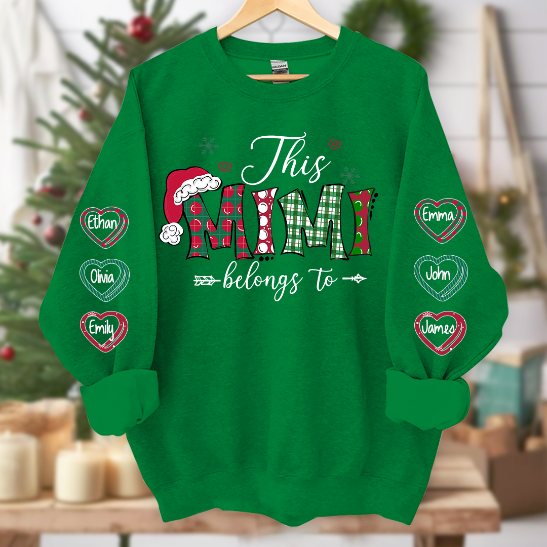 This Mimi belongs to merry christmas And Grandkids Name Sweatshirt