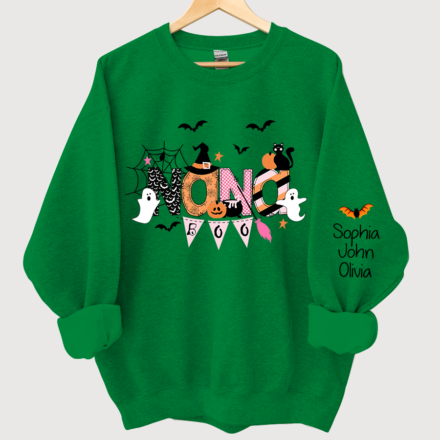 Personalized Nana Halloween Doodle Alphabet Witch Ghost Pumpkin Bat Sweatshirt