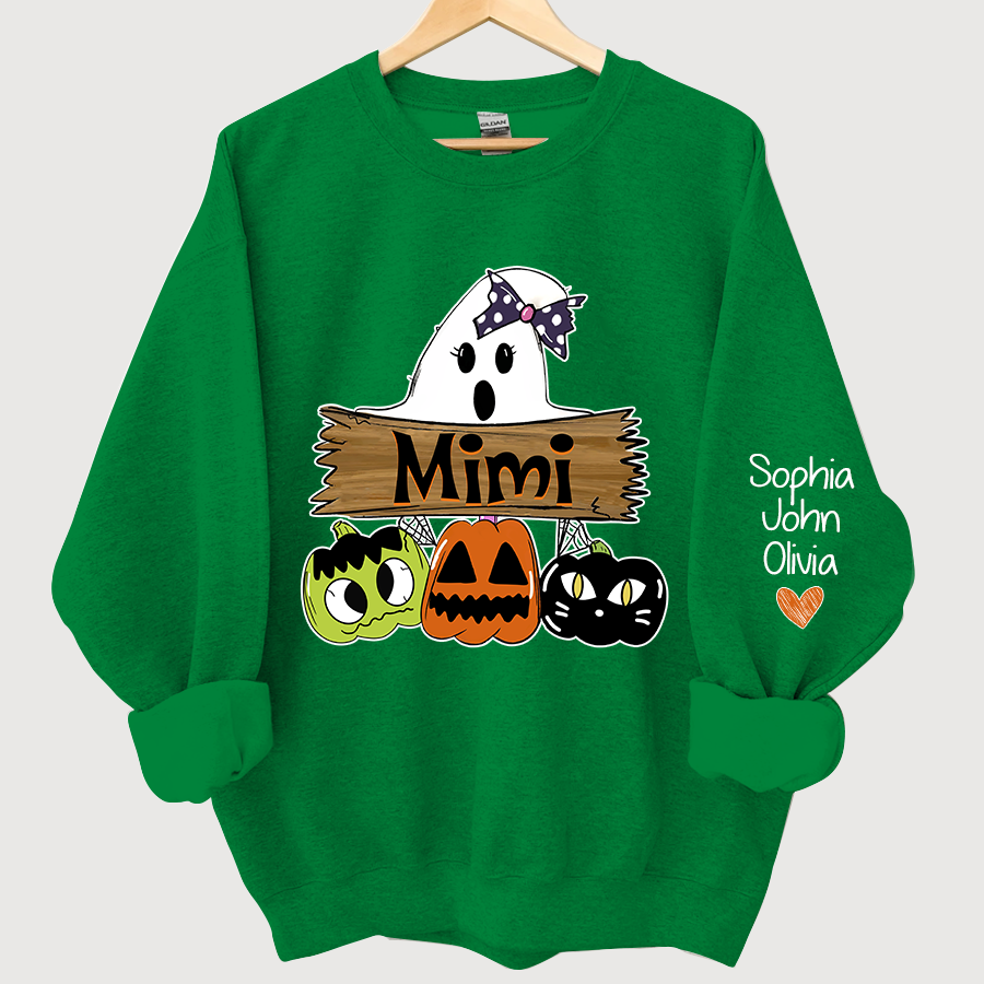 Pumpkin Ghost Halloween Mimi,Grandma And Grandkids Sweatshirt